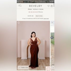 REVELRY Blair Velvet Dress - Terracotta 606, size 16